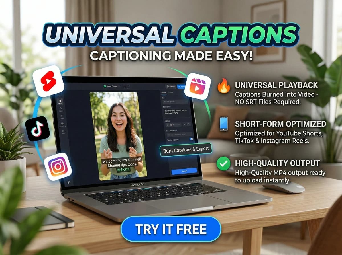 Export options showing platform-optimized video output for YouTube, TikTok, and Instagram