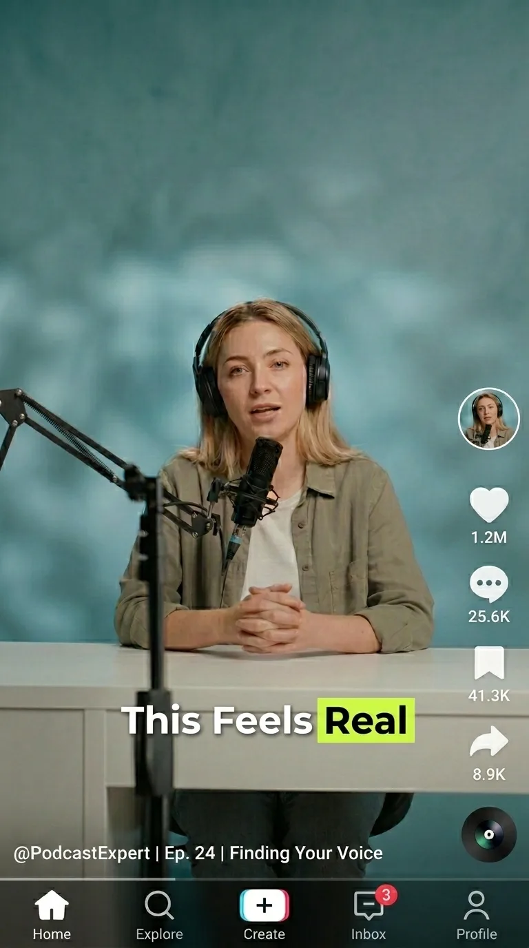 AI Caption Generator interface showing video editor with caption styling